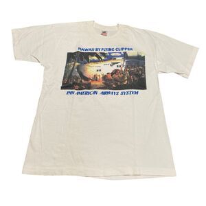Vintage Hawaii by Flying Clipper Pan American Airways PanAm Tee Shirt USA Made M